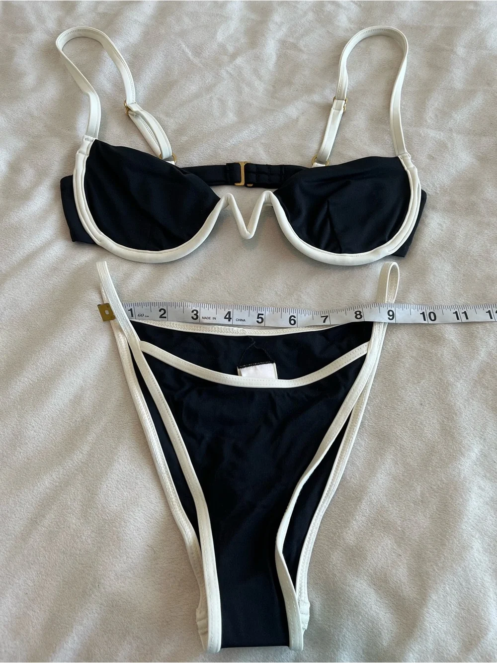 L*Space Bikini Set Niko Top & Tommy Bitsy Bottoms Small Black/White Resortwear
